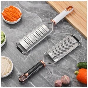 Stainless Steel Grater Set with Black and White Handles